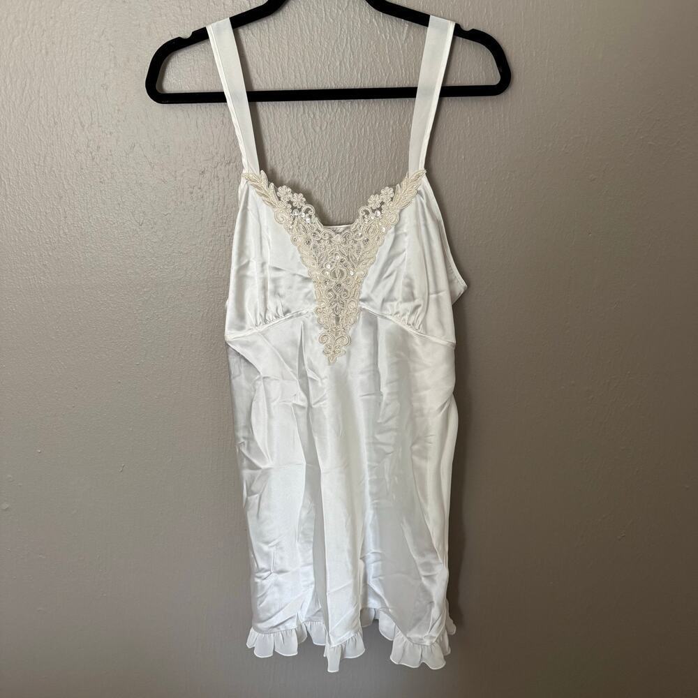 LINEA DONATELLA Ivory Lace Mini Slip Dress Size XL V-Neck Wedding Day sleepwear